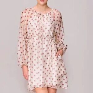 Chiffon Polka Dot Dress with Pockets